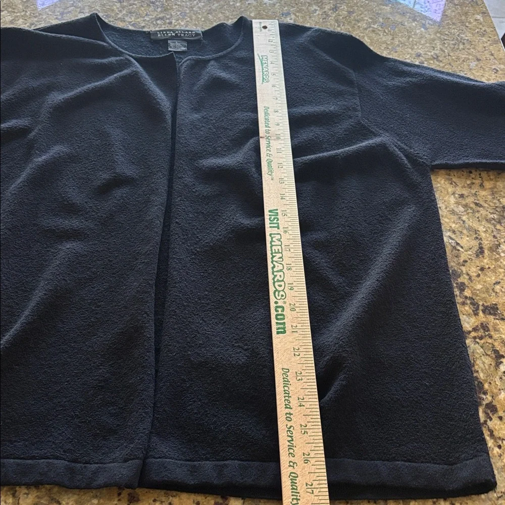 Black‎ Wool Cardigan Sweater Open Front Ellen Tracy women’s large